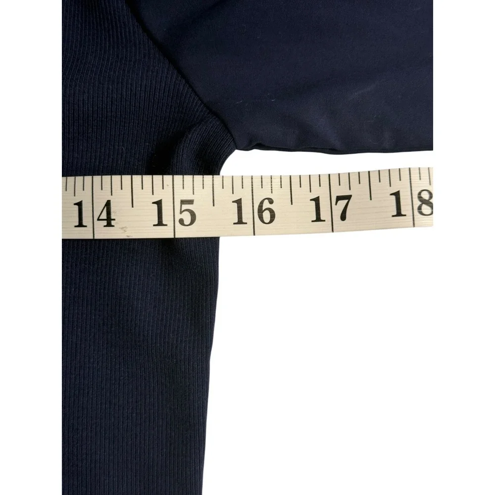 Madewell Midnight‎ Navy Blue Puff-Sleeve Henley Knit Top NW195 XS New